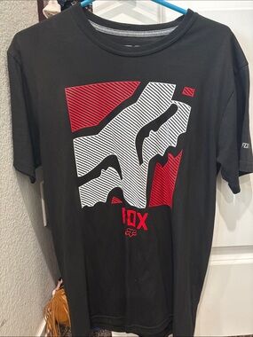 Fox Black Short Sleeve Tee with Red & White Graphic